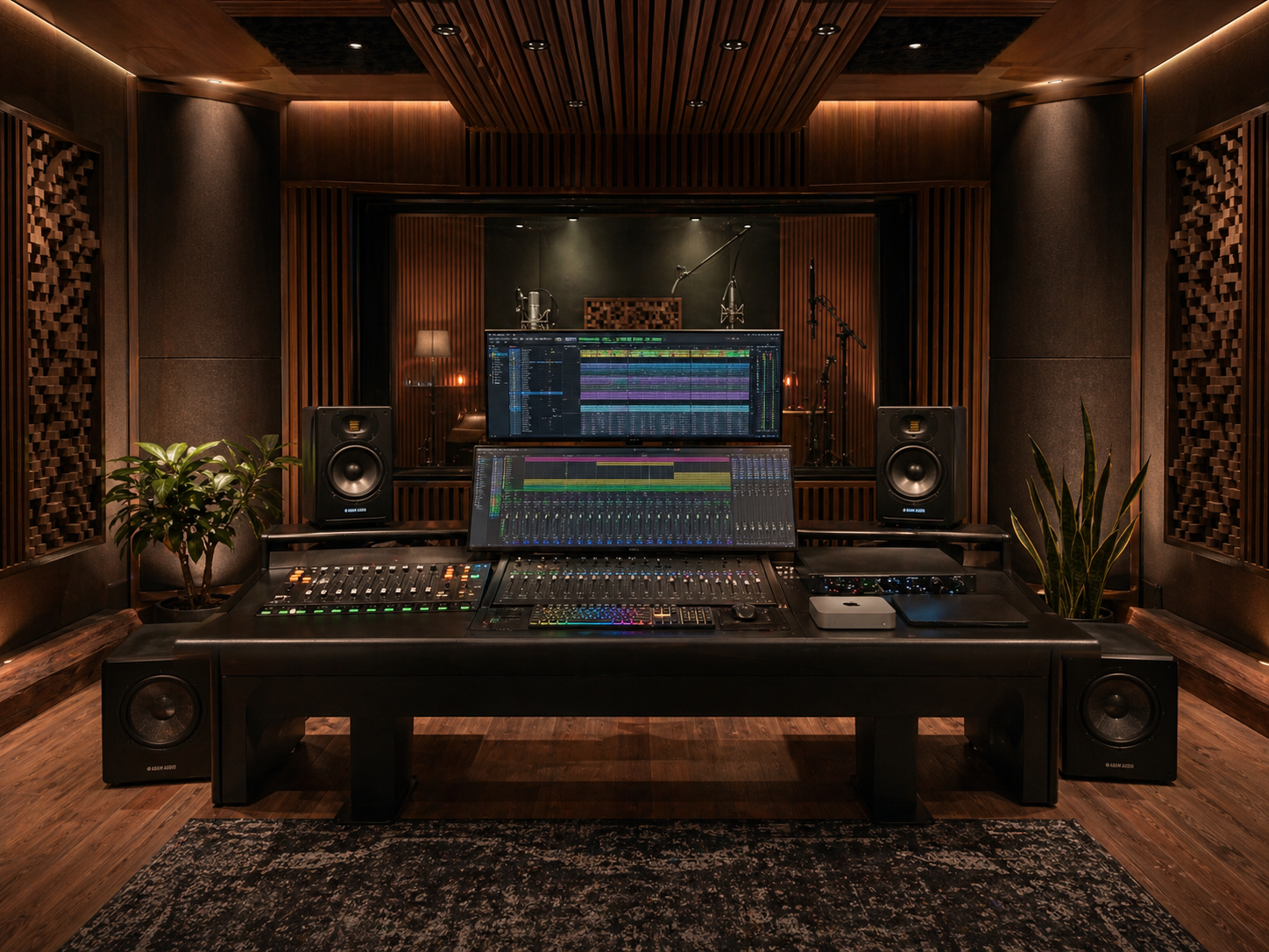Acoustically treated studio room