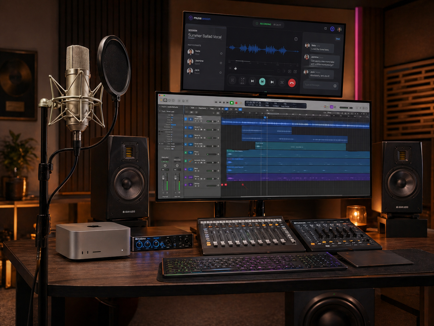 Remote recording microphone and laptop setup